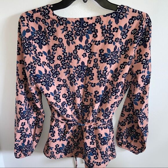 J. Crew Drapey crepe faux-wrap blouse in blush bouquet - Picture 8 of 14